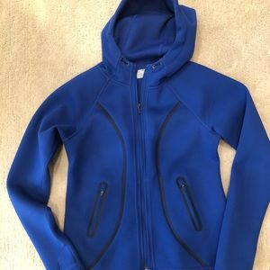 Athleta Fuse Zip Scuba Jacket Hooded Admiral Blue